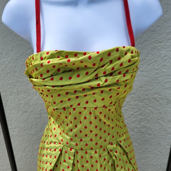 HOBBS Retro Embroidered Polka-Dot Tank Dress Sz 4 - Picture 1 of 8